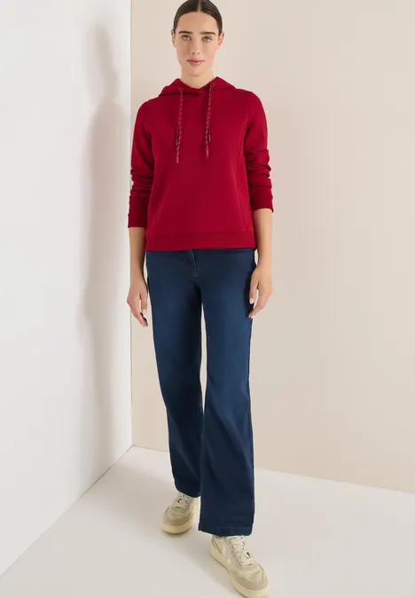 Hoodie mit Stickerei beaujolais red