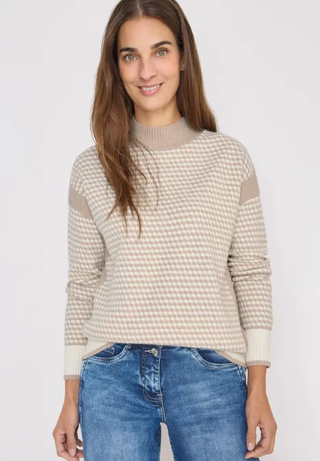 Struktur-Pullover sandalwood beige melange