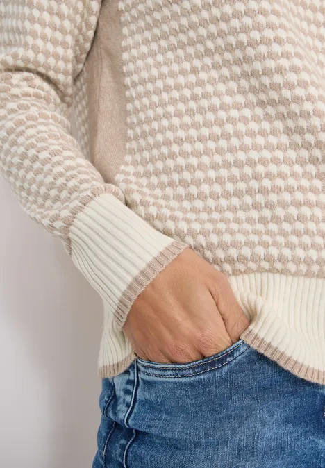 Struktur-Pullover sandalwood beige melange