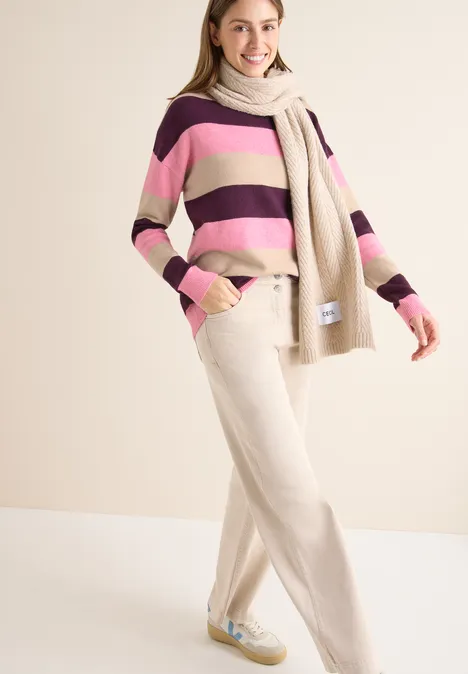 Pull à rayures eggplant red