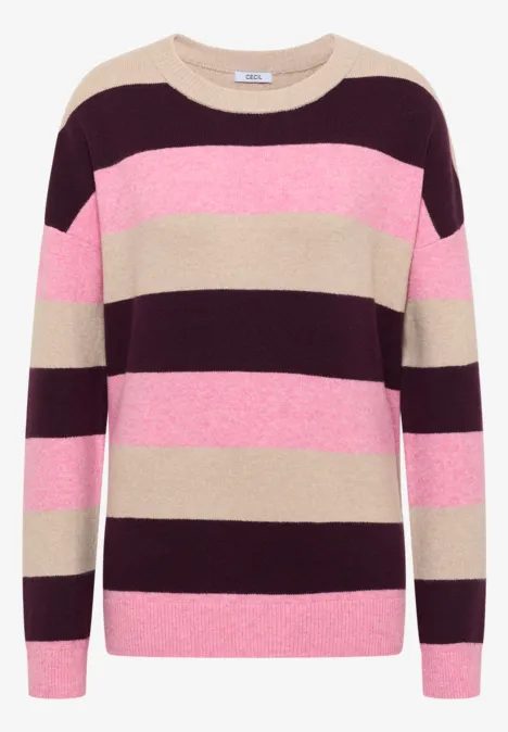Pull à rayures eggplant red