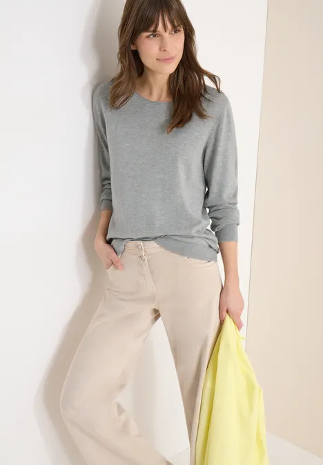 Trui in effen kleur mineral grey melange Trui in effen kleur mineral grey melange