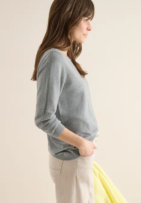 Trui in effen kleur mineral grey melange Trui in effen kleur mineral grey melange