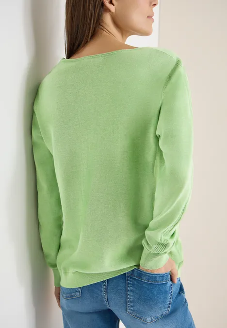 Pull-over en couleur unie bamboo green melange Pull-over en couleur unie bamboo green melange