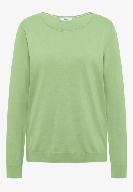 Trui in effen kleur bamboo green melange