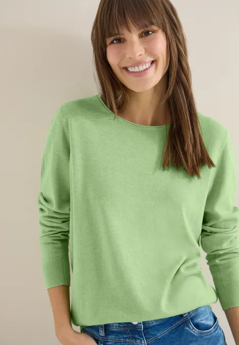 Pull-over en couleur unie bamboo green melange Pull-over en couleur unie bamboo green melange