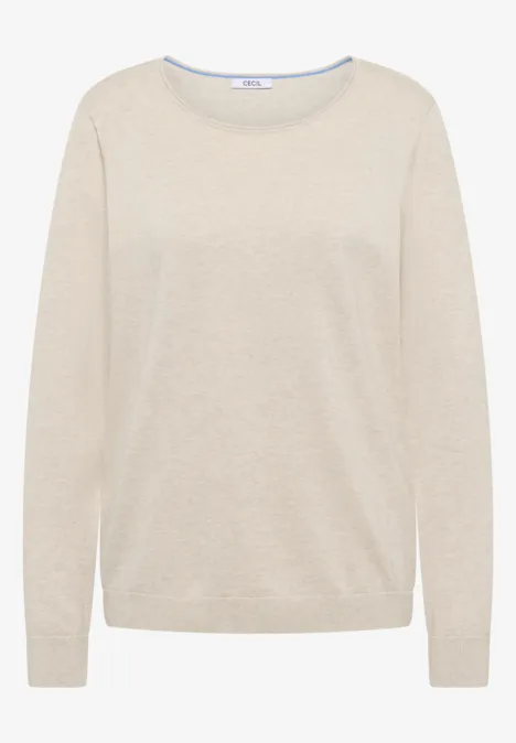 Pullover in Unifarbe egg beige melange