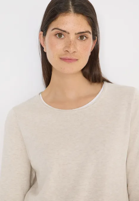 Pull-over en couleur unie egg beige melange