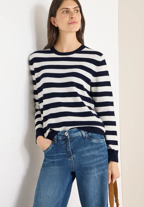 Sweter melanżowy w paski urban dark blue