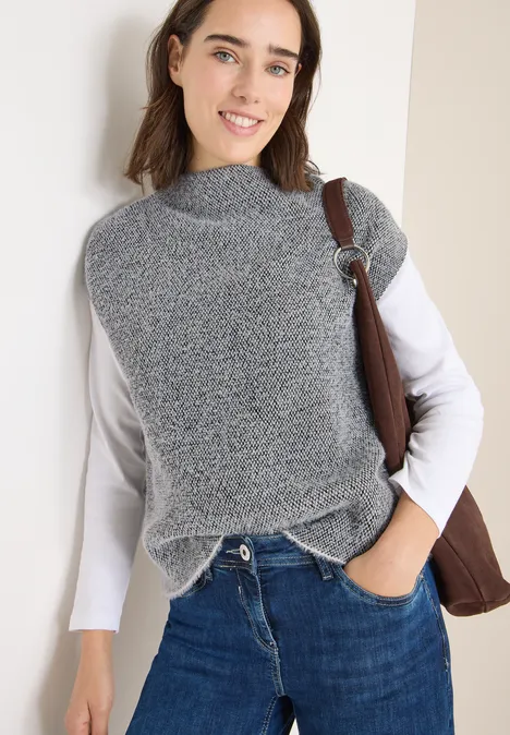 Two-Tone Federgarn Pullunder Black Two-Tone Federgarn Pullunder Black