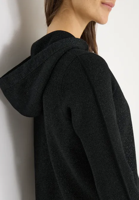 Jacquard hoodie met glitter Black
