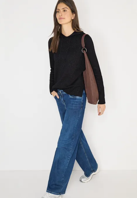 Jacquard hoodie met glitter Black