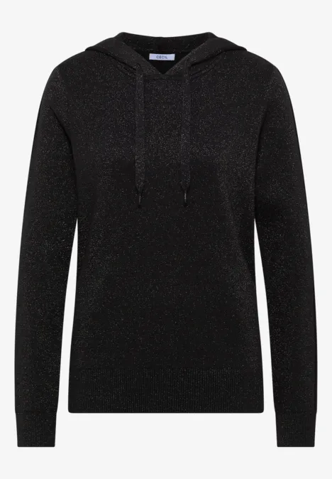 Jacquard hoodie met glitter Black