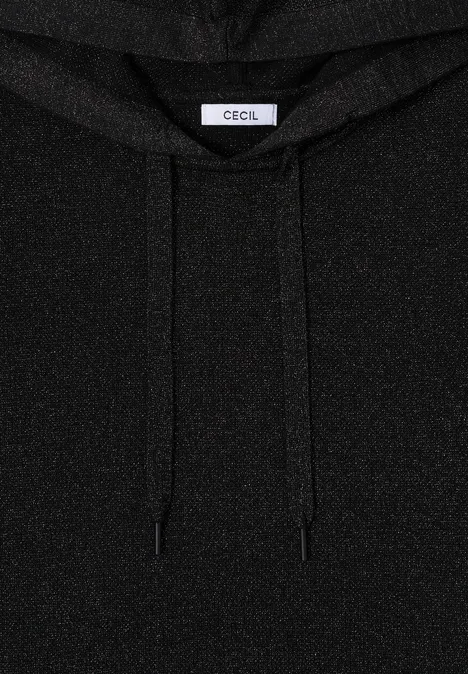 Jacquard hoodie met glitter Black
