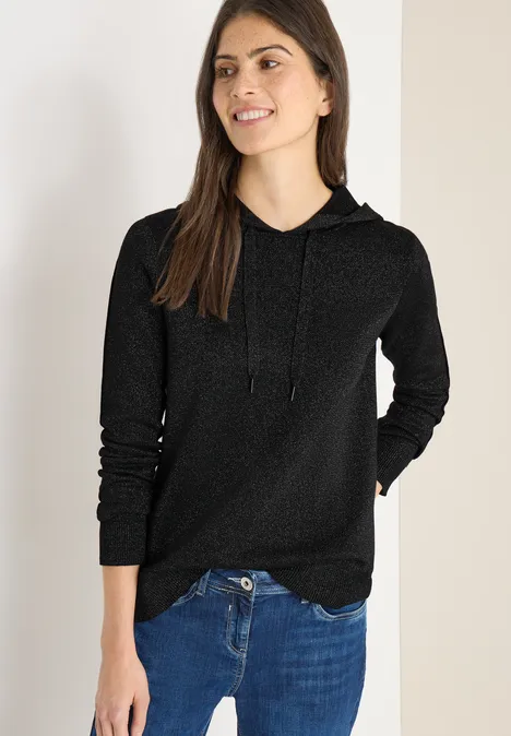 Jacquard hoodie met glitter Black