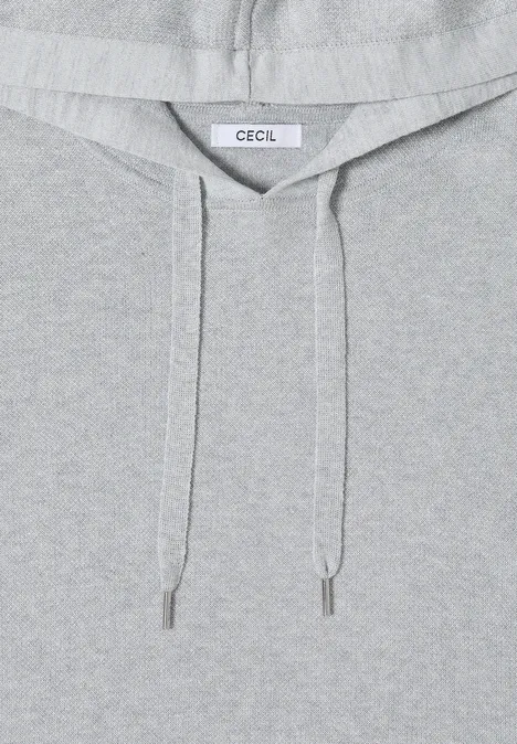 Jacquard hoodie met glitter luna grey melange