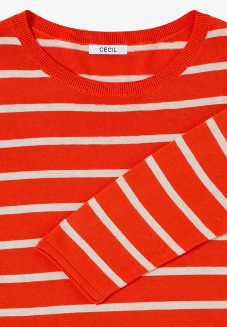 Gestreifter Pullover cherry tomato orange