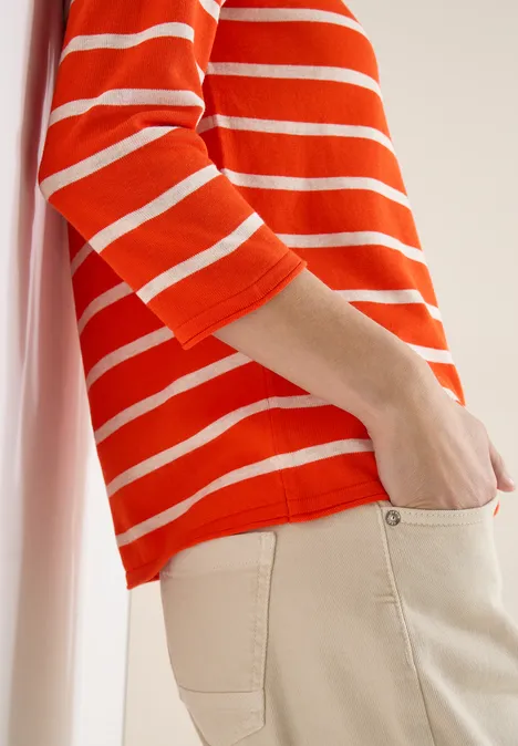 Gestreifter Pullover cherry tomato orange