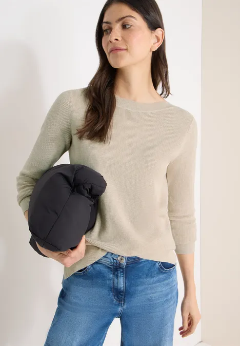 Trui met structuur egg beige melange Trui met structuur egg beige melange