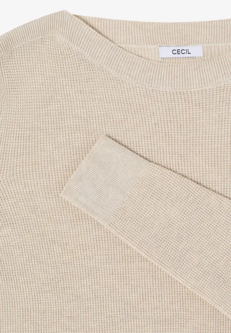 Trui met structuur egg beige melange Trui met structuur egg beige melange