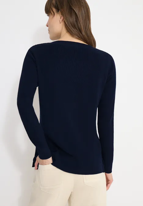 Trui met structuur deep denim blue melange Trui met structuur deep denim blue melange