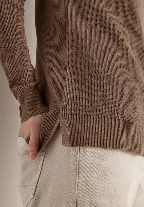 Trui met structuur light macchiato brown melange Trui met structuur light macchiato brown melange