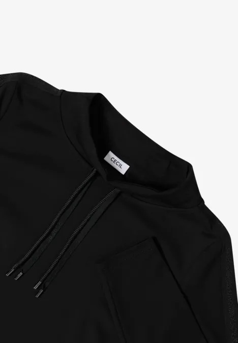 Sweatshirt mit Glitzertape Black