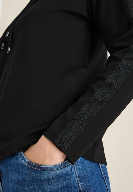 Sweatshirt mit Glitzertape Black