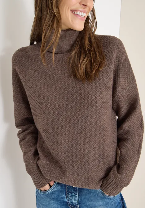 Struktur Rollkragenpullover mushroom taupe melange Struktur Rollkragenpullover mushroom taupe melange