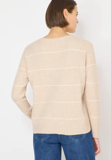 Gestreifter Strukturpullover desert beige melange Gestreifter Strukturpullover desert beige melange
