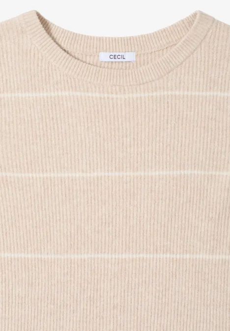 Gestreifter Strukturpullover desert beige melange Gestreifter Strukturpullover desert beige melange