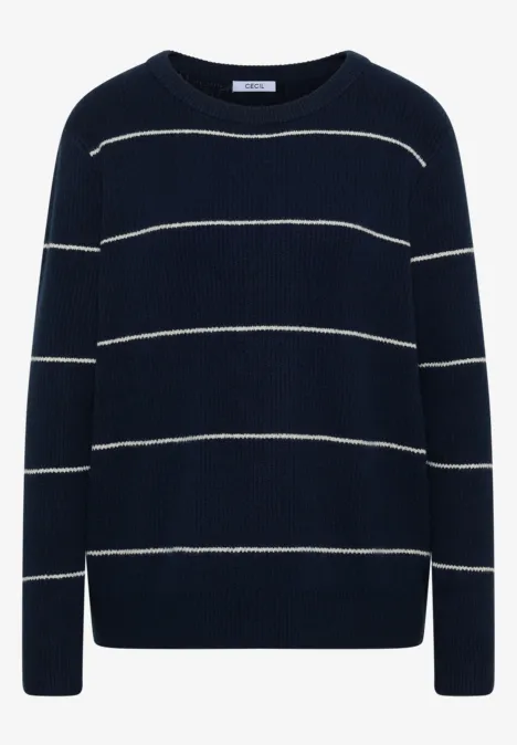Gestreifter Strukturpullover deep denim blue melange Gestreifter Strukturpullover deep denim blue melange