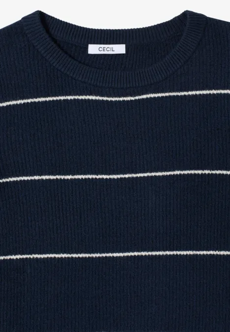 Gestreifter Strukturpullover deep denim blue melange Gestreifter Strukturpullover deep denim blue melange