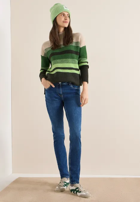 Gestreifter Mouliné Pullover raw khaki Gestreifter Mouliné Pullover raw khaki