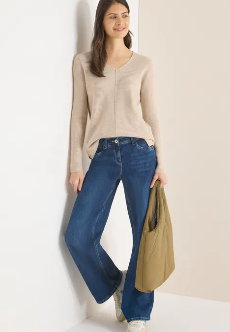 V-Neck Pullover desert beige melange