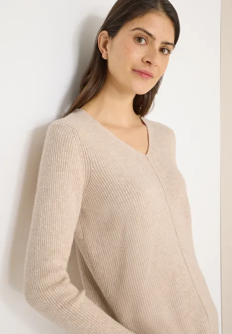 V-Neck Pullover desert beige melange