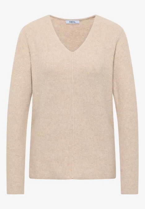 V-Neck Pullover desert beige melange