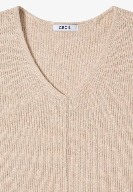 V-Neck Pullover desert beige melange