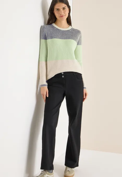 Softer Streifen Pullover raw khaki