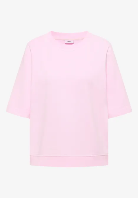 Sweat-shirt à manches courtes au look "Garment dye tea rose