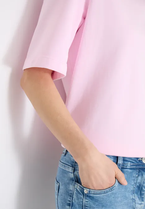 Sweat-shirt à manches courtes au look "Garment dye tea rose