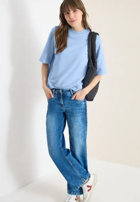 Sweat-shirt à manches courtes au look "Garment dye fresh water blue