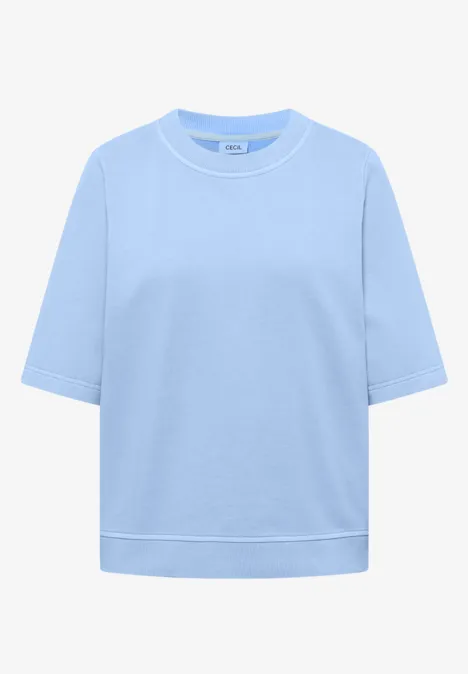 Sweat-shirt à manches courtes au look "Garment dye fresh water blue