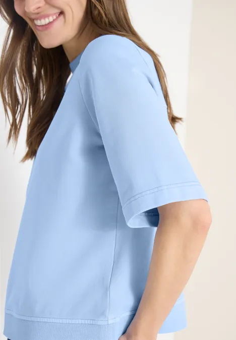 Sweat-shirt à manches courtes au look "Garment dye fresh water blue