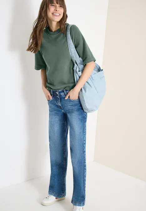 Sweat-shirt à manches courtes au look "Garment dye just khaki