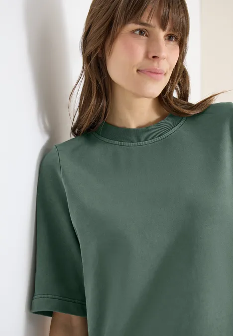 Sweat-shirt à manches courtes au look "Garment dye just khaki