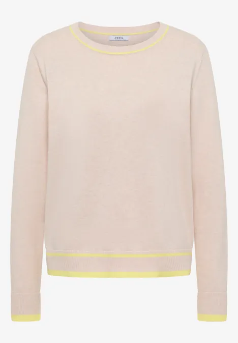 Pullover mit Kontrastdetails pearl beige melange