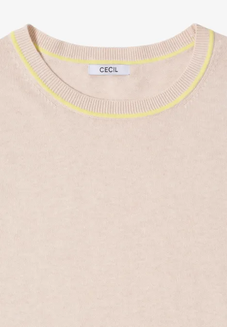 Pullover mit Kontrastdetails pearl beige melange