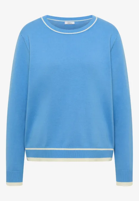 Pullover mit Kontrastdetails fountain blue