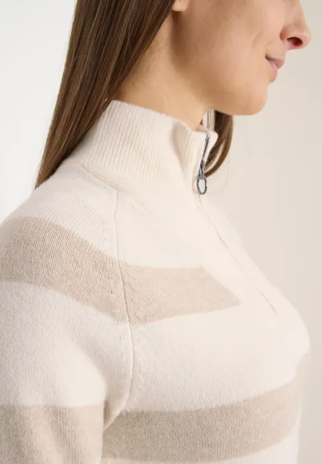 Trui met strepen desert beige melange